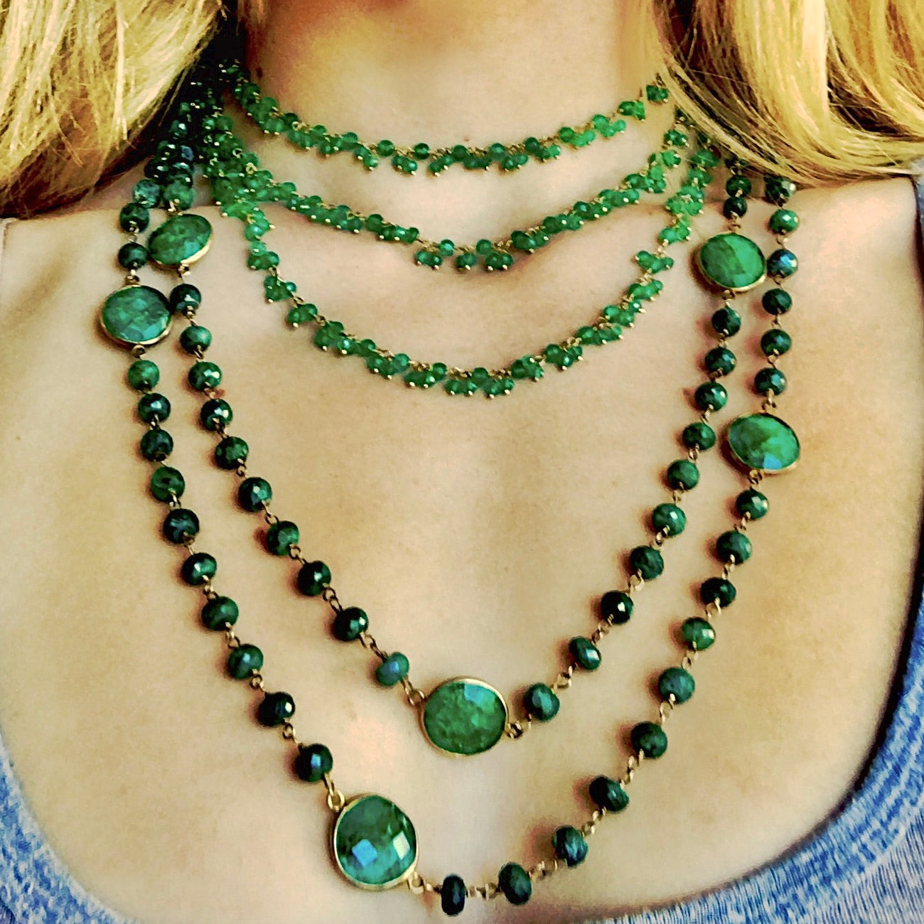 dainty green onyx necklace