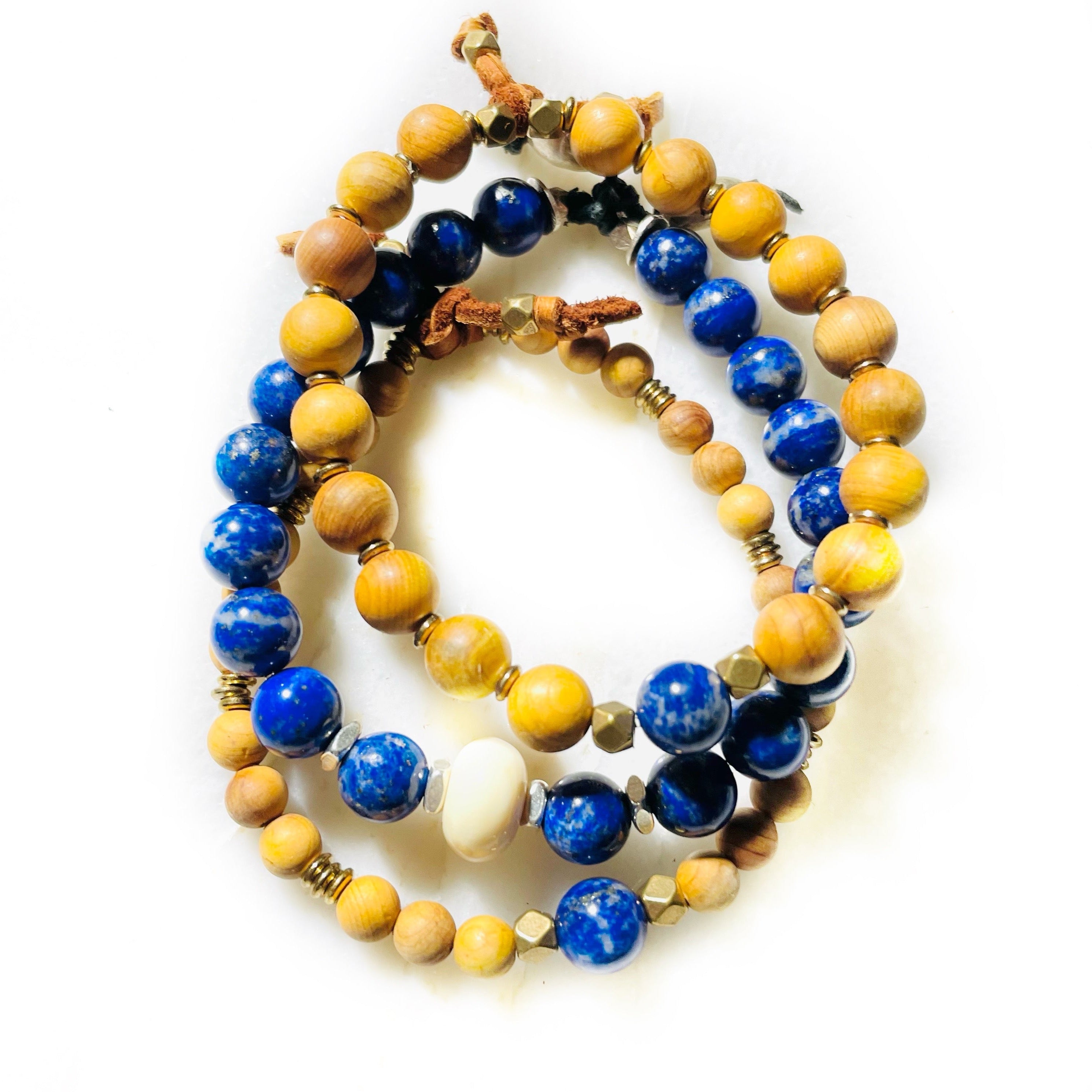 sandalwood lapis mens bracelet
