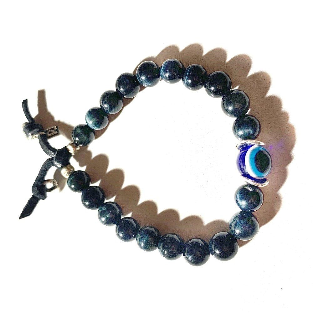 blue evil eye mens bracelet