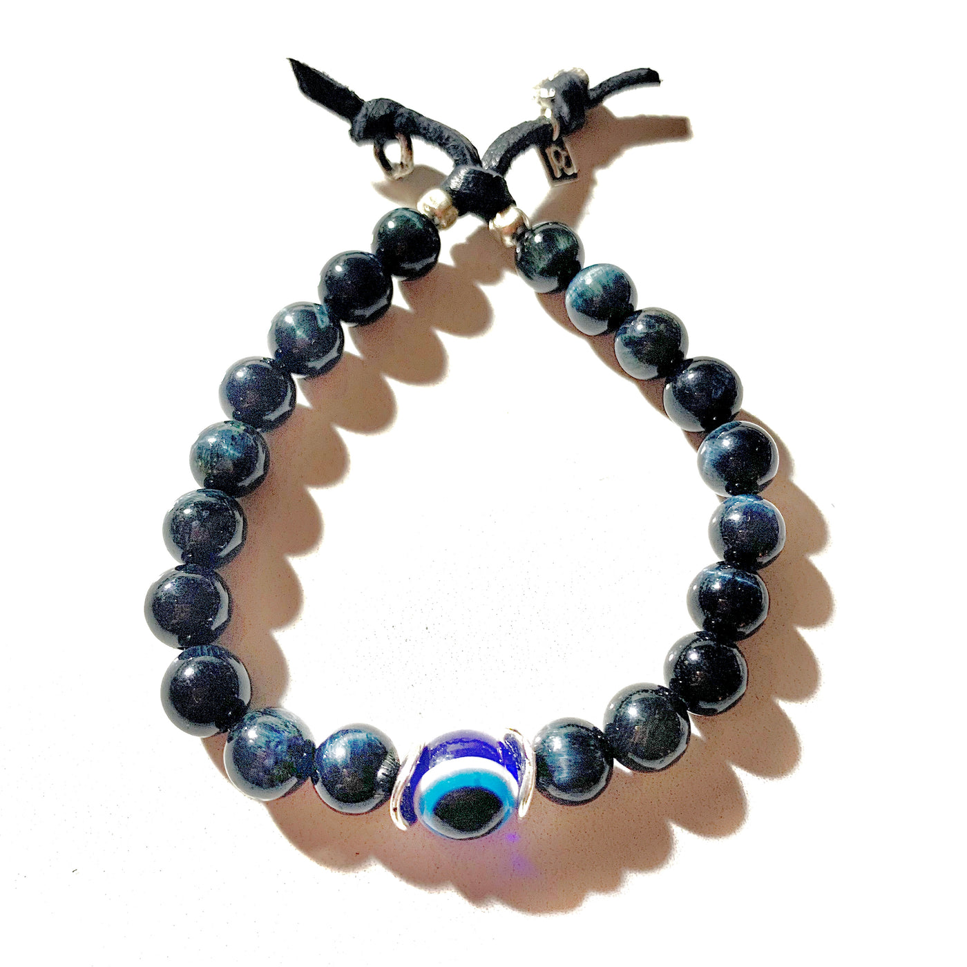 blue evil eye mens bracelet