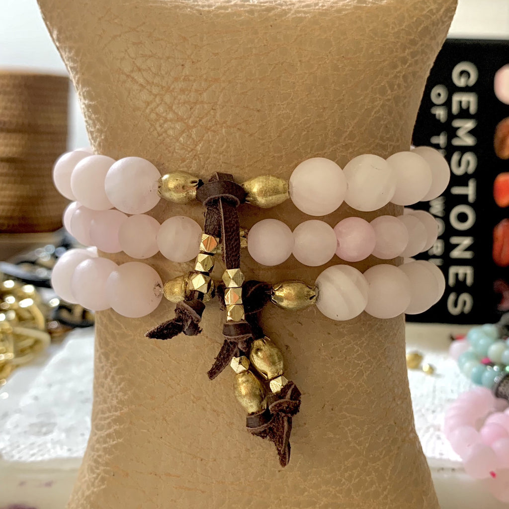 rose quartz mens bracelet