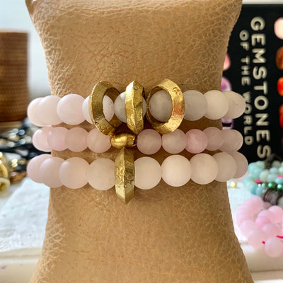 rose quartz mens bracelet