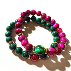 my pink and green bracelets