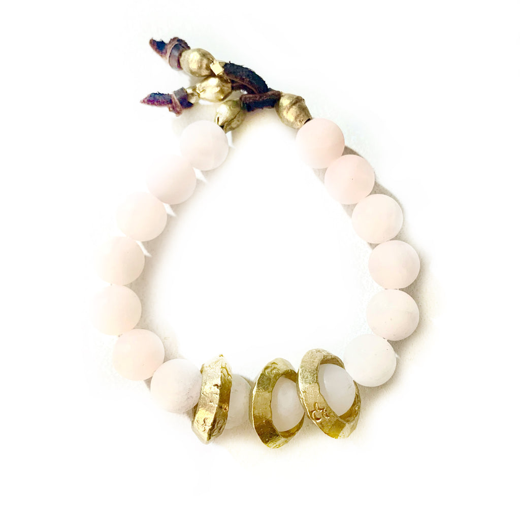 rose quartz mens bracelet
