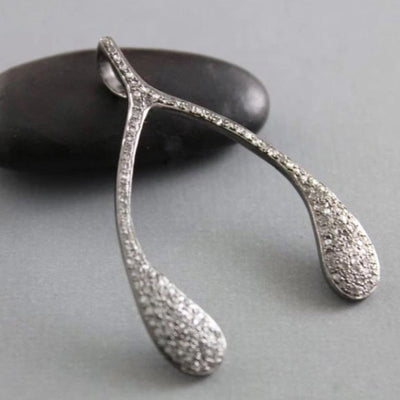 pave diamond wishbone necklace