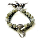 hematite pave diamond om bracelet