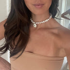 vintage charm pearl choker necklace