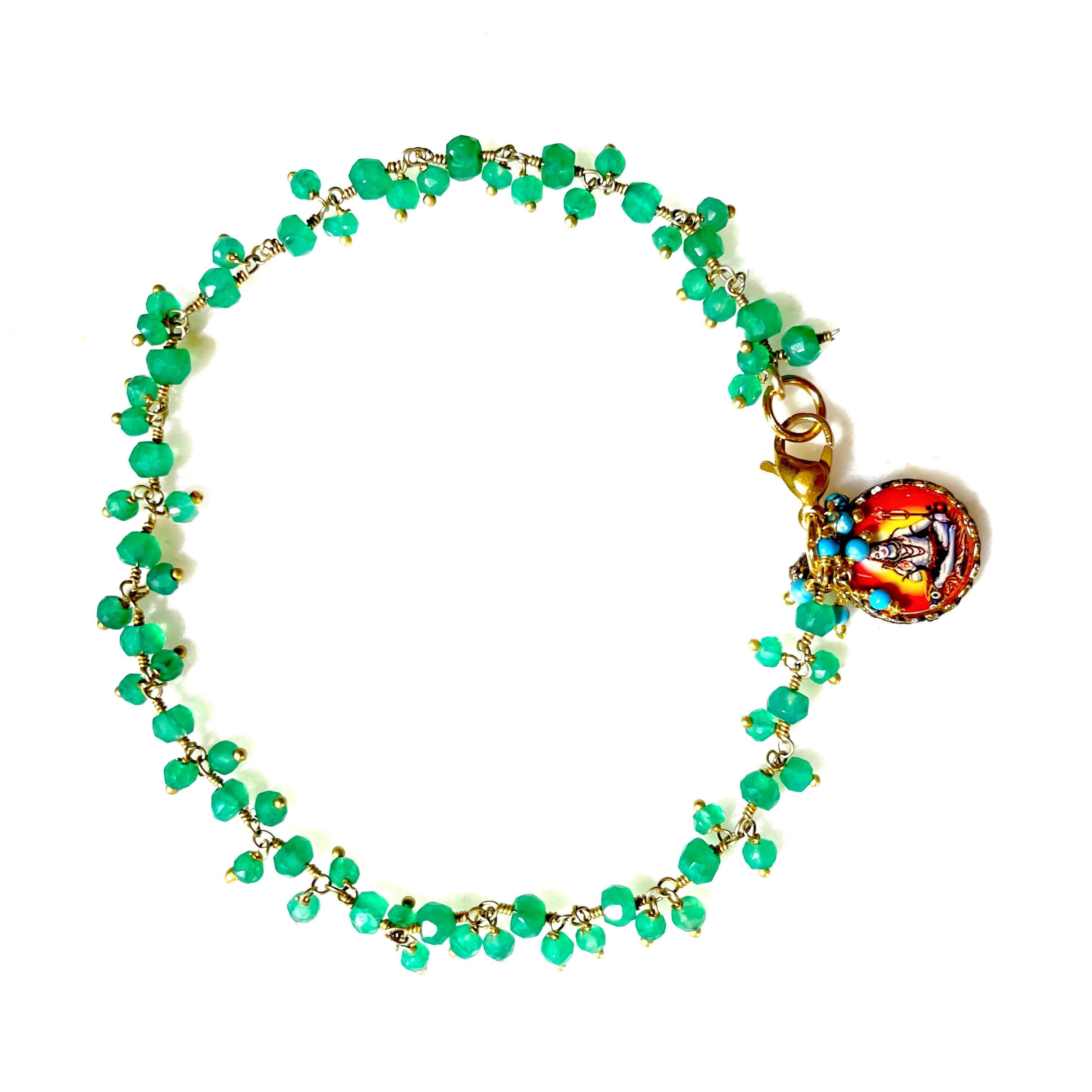 green onyx cluster anklet