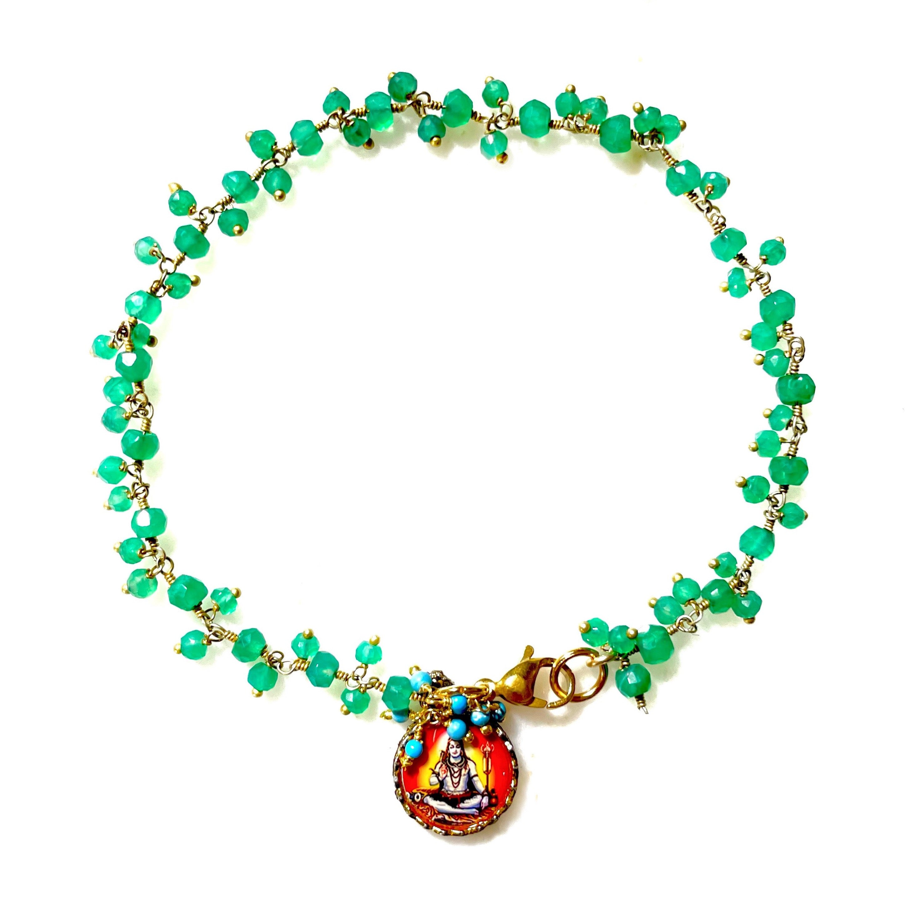 green onyx cluster anklet