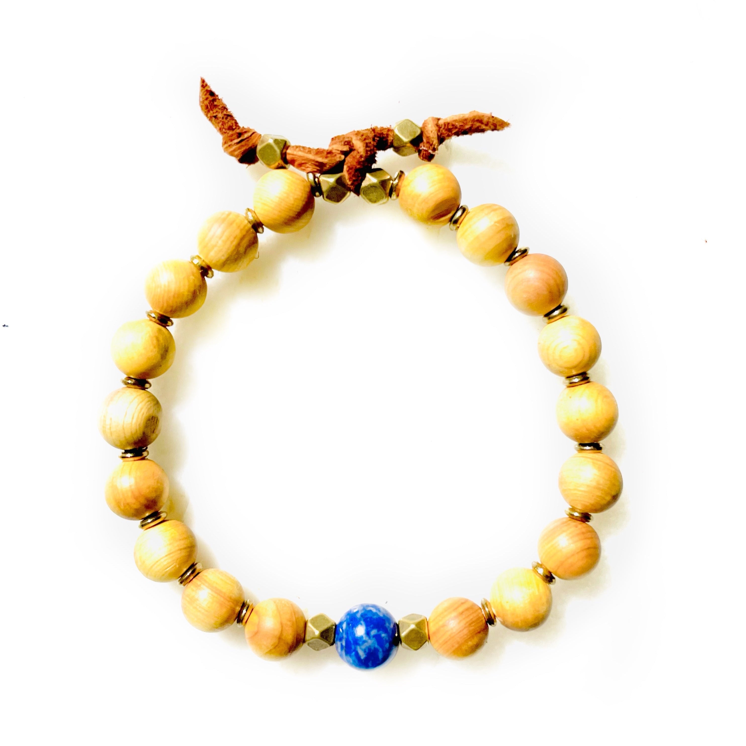 sandalwood lapis mens bracelet