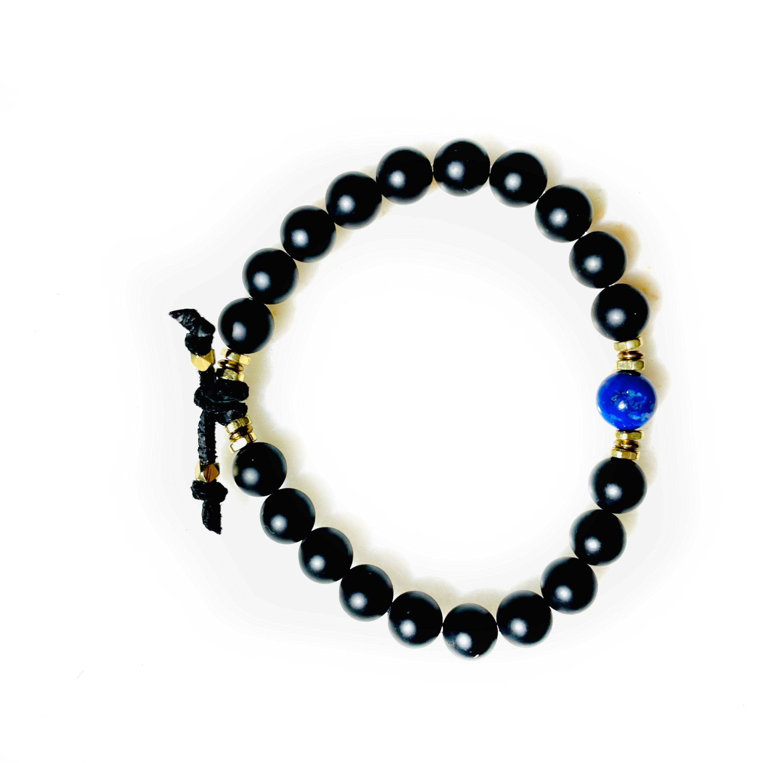 onyx lapis mens bracelet