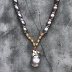 baroque pearl on leather necklace