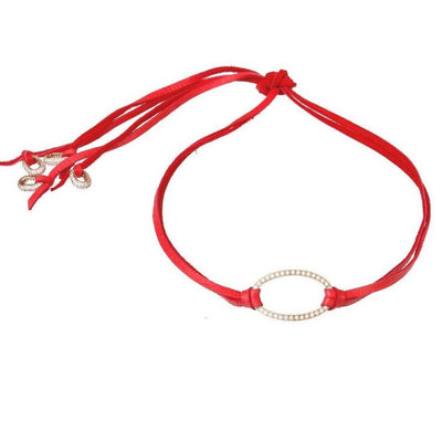 pd red leather choker