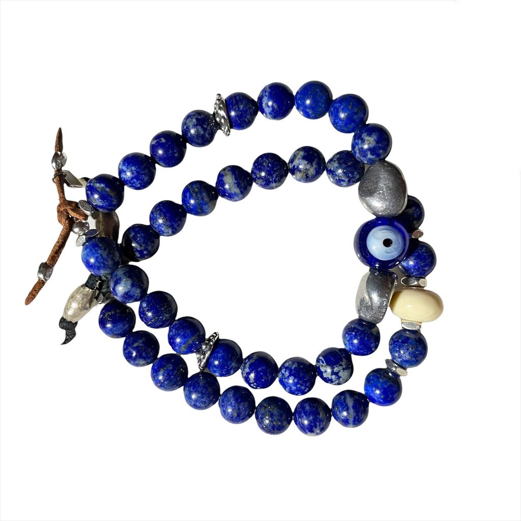 lapis eye mens bracelet