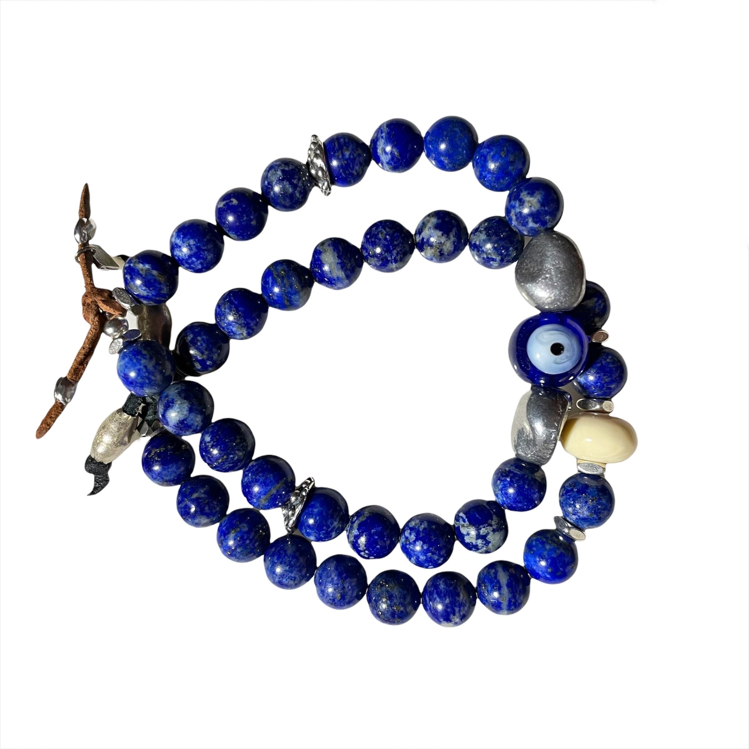 lapis eye mens bracelet