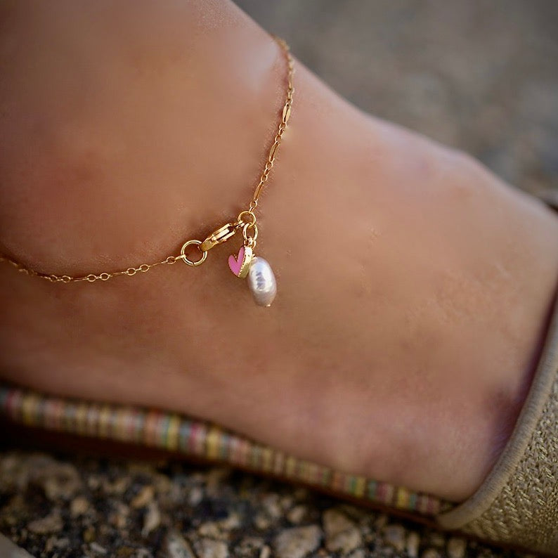 petit rose heart anklet
