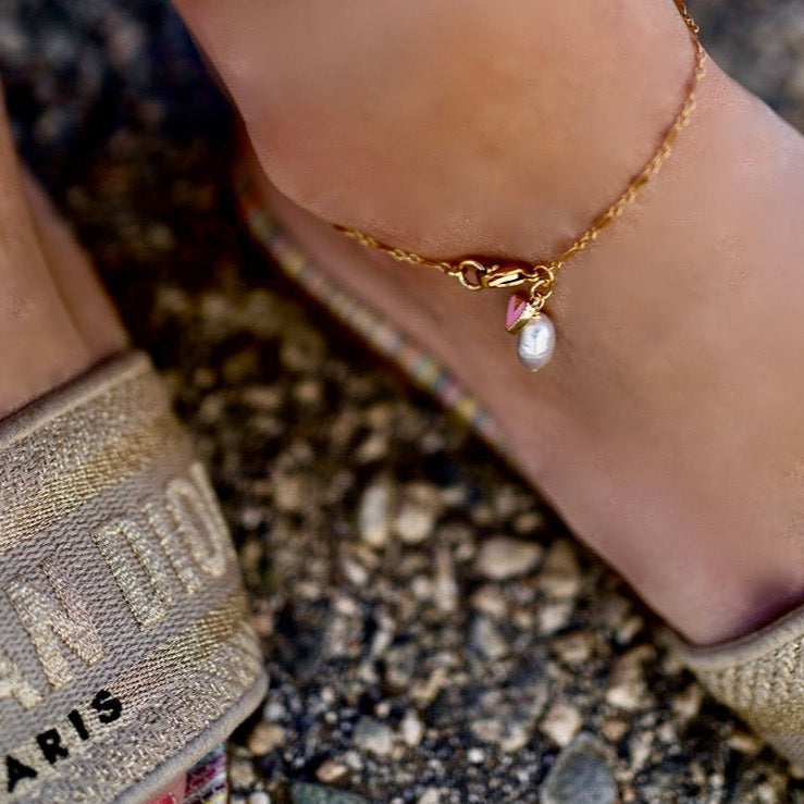 petit rose heart anklet