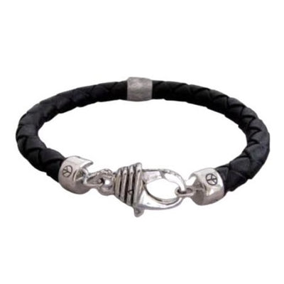 black leather zodiac mens bracelet