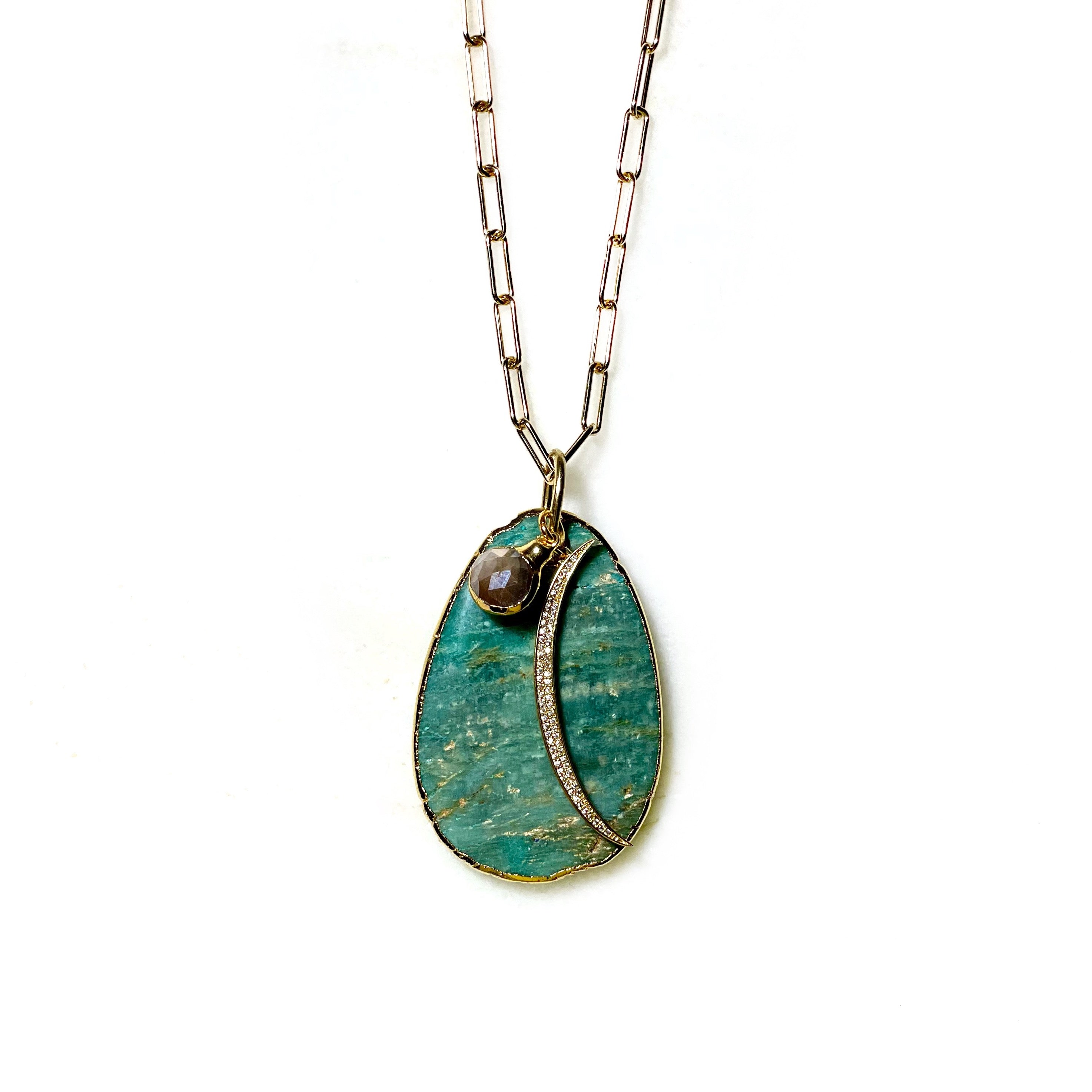organic amazonite moon necklace