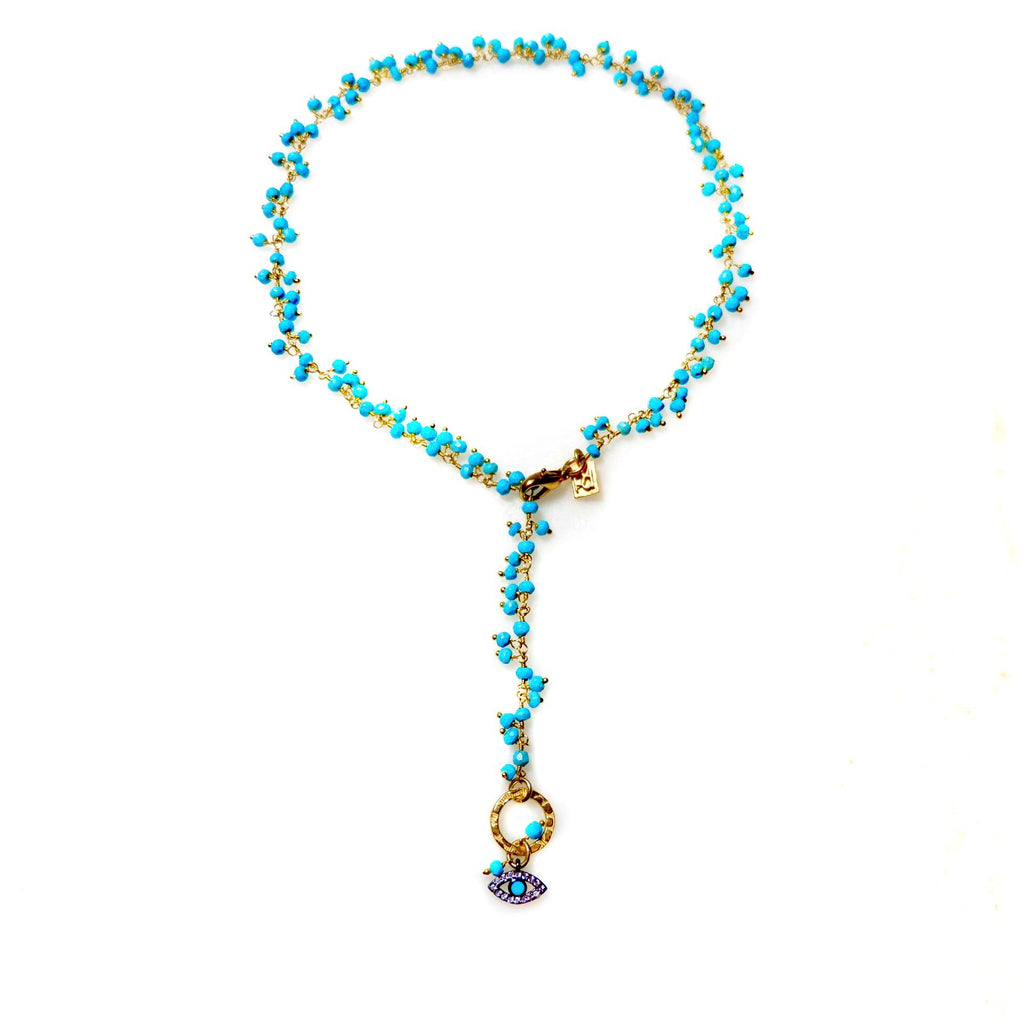 turquoise cluster choker necklace